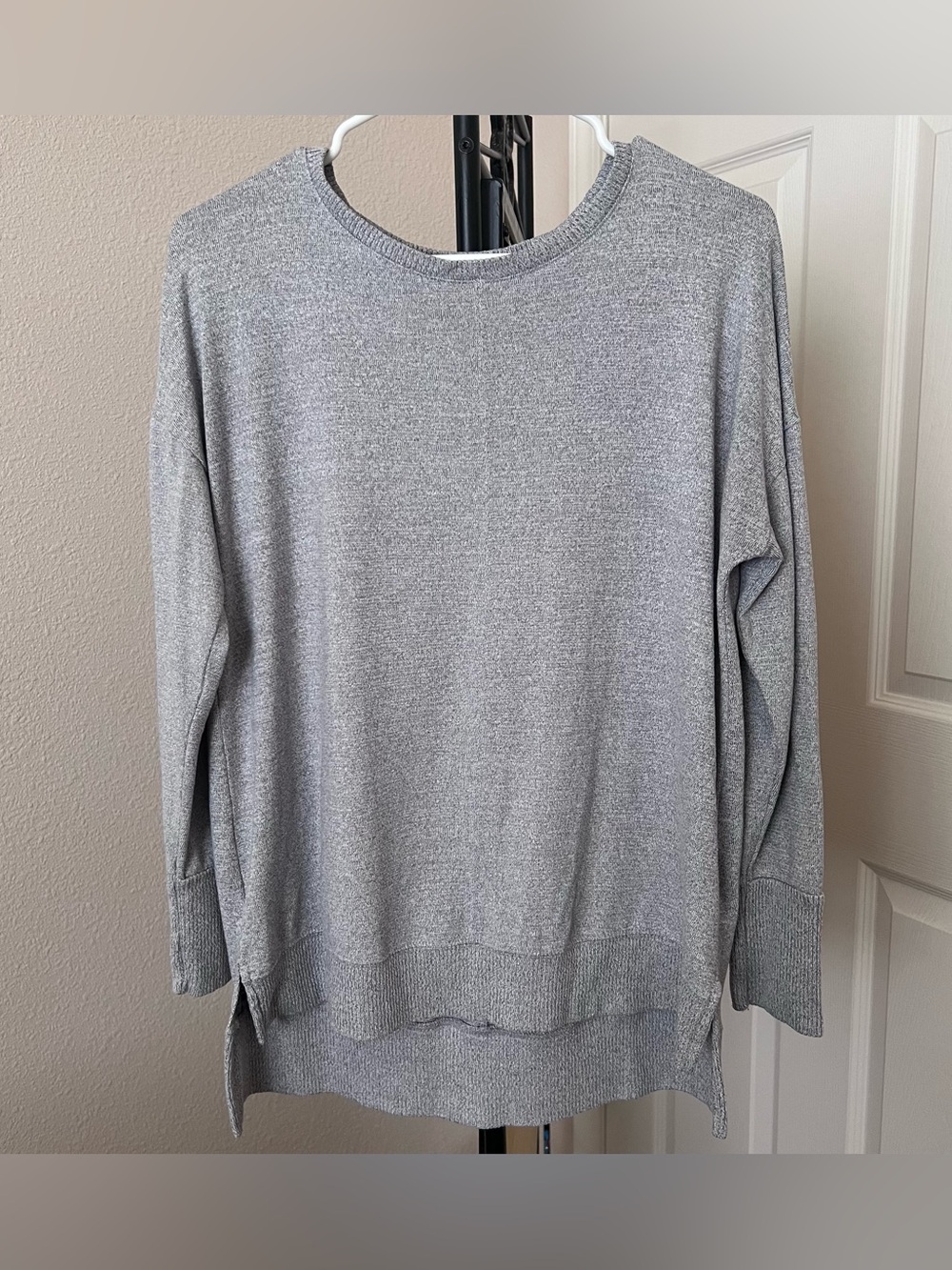 women’s light grey sweater shirt